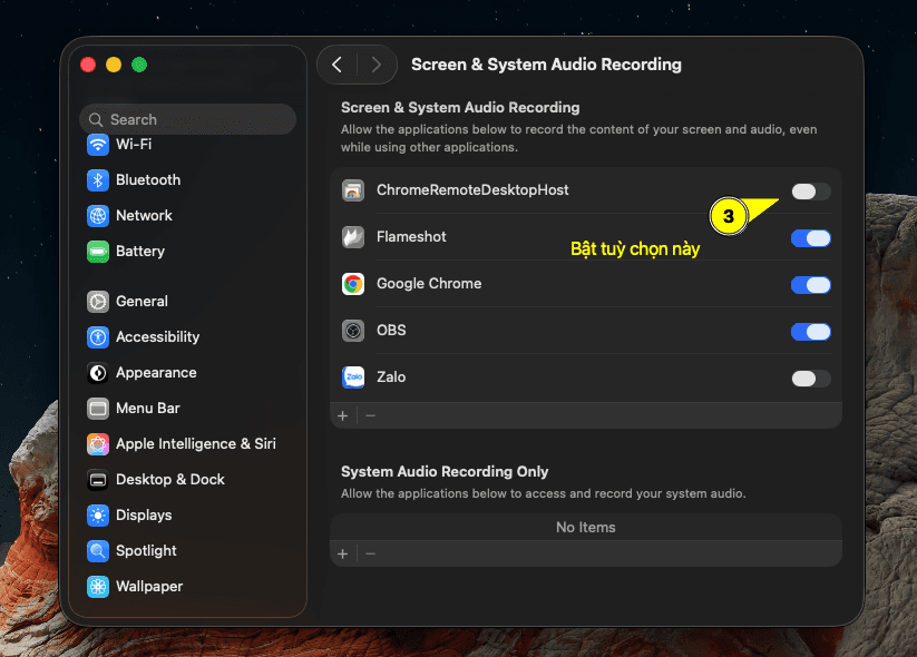 Cài đặt Screen Recording trên macOS