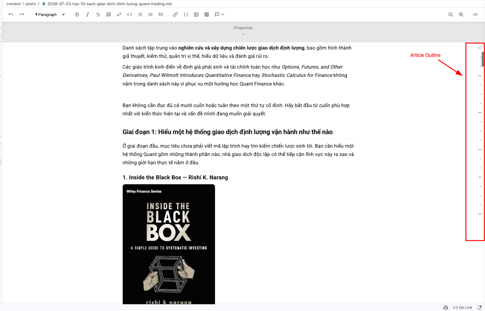 Article Outline Navigation