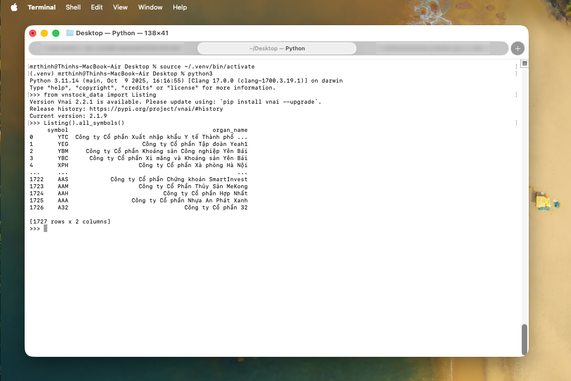 Kiểm tra import thư viện thành công